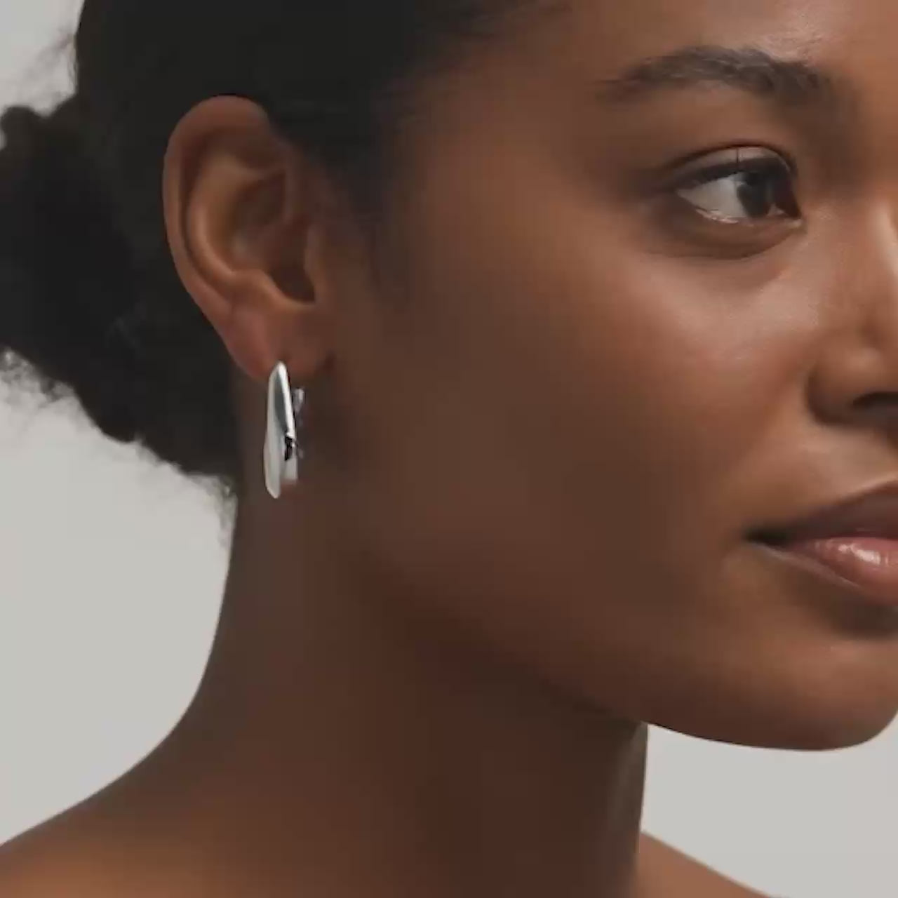 Charlotte x YOJ Luna Drop Hoops in Siilver