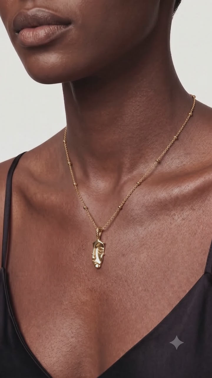 Visage Mini Pendant Choker Necklace in Gold