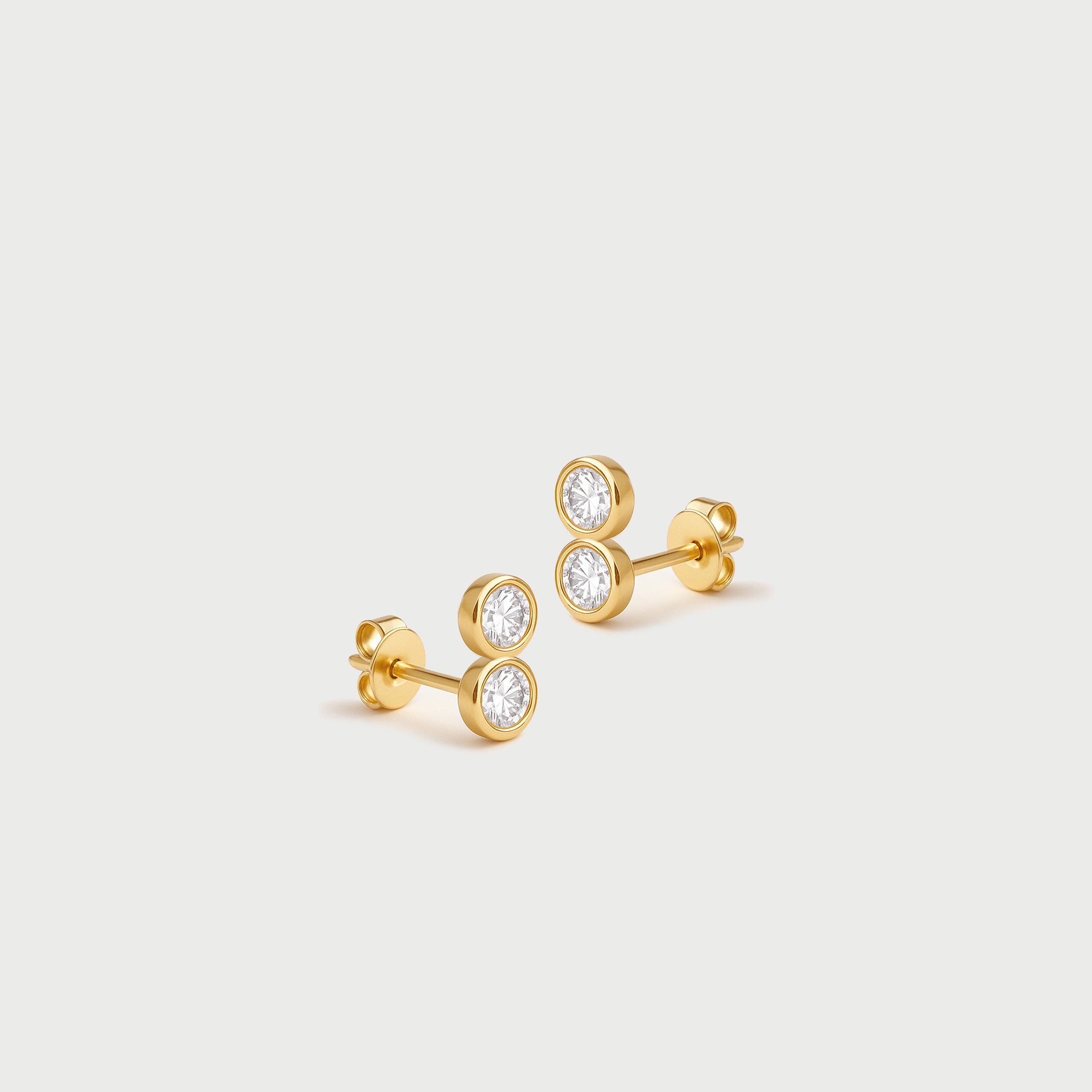 14ct Yellow Gold Mini Double Diamond Studs