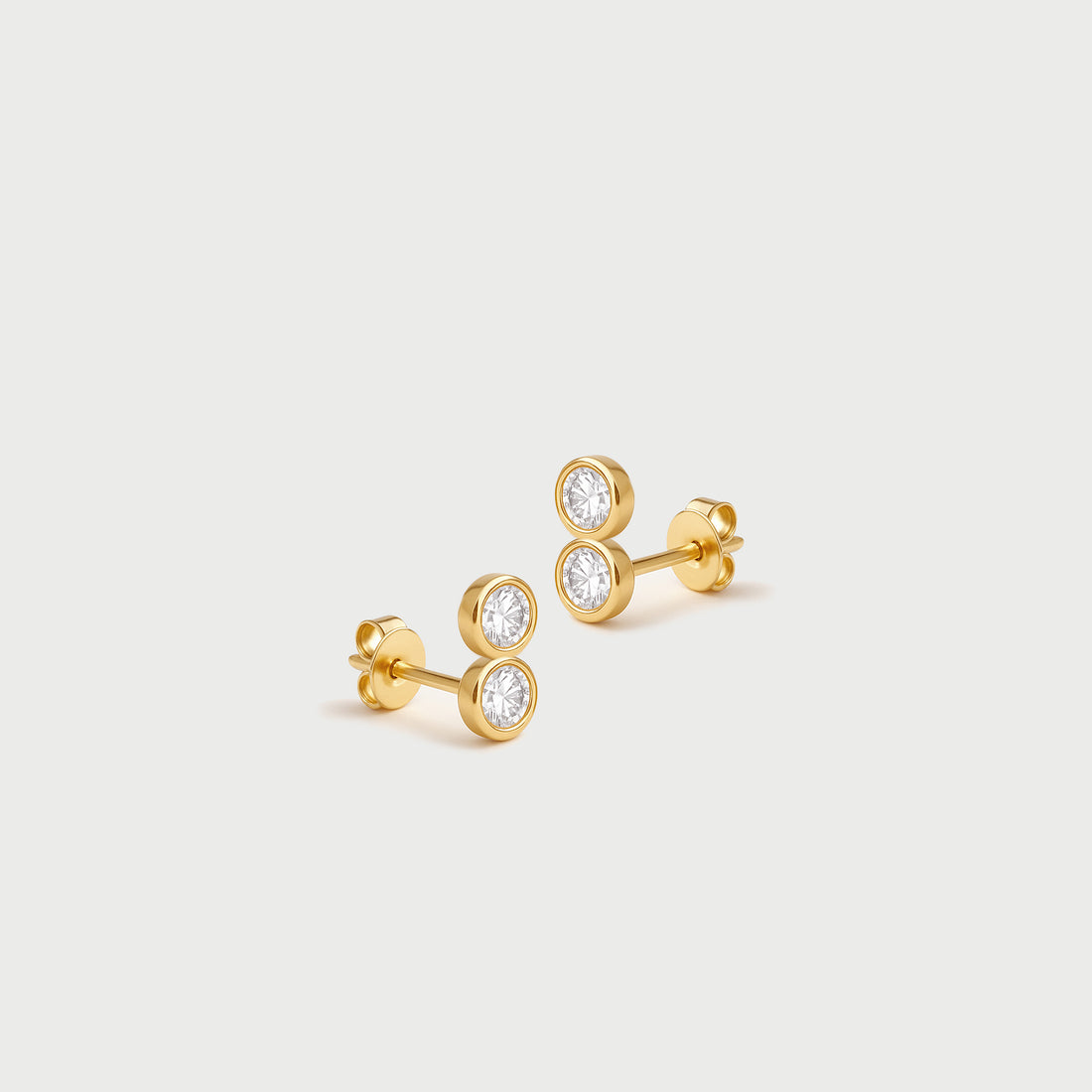 14ct Yellow Gold Mini Double Diamond Studs