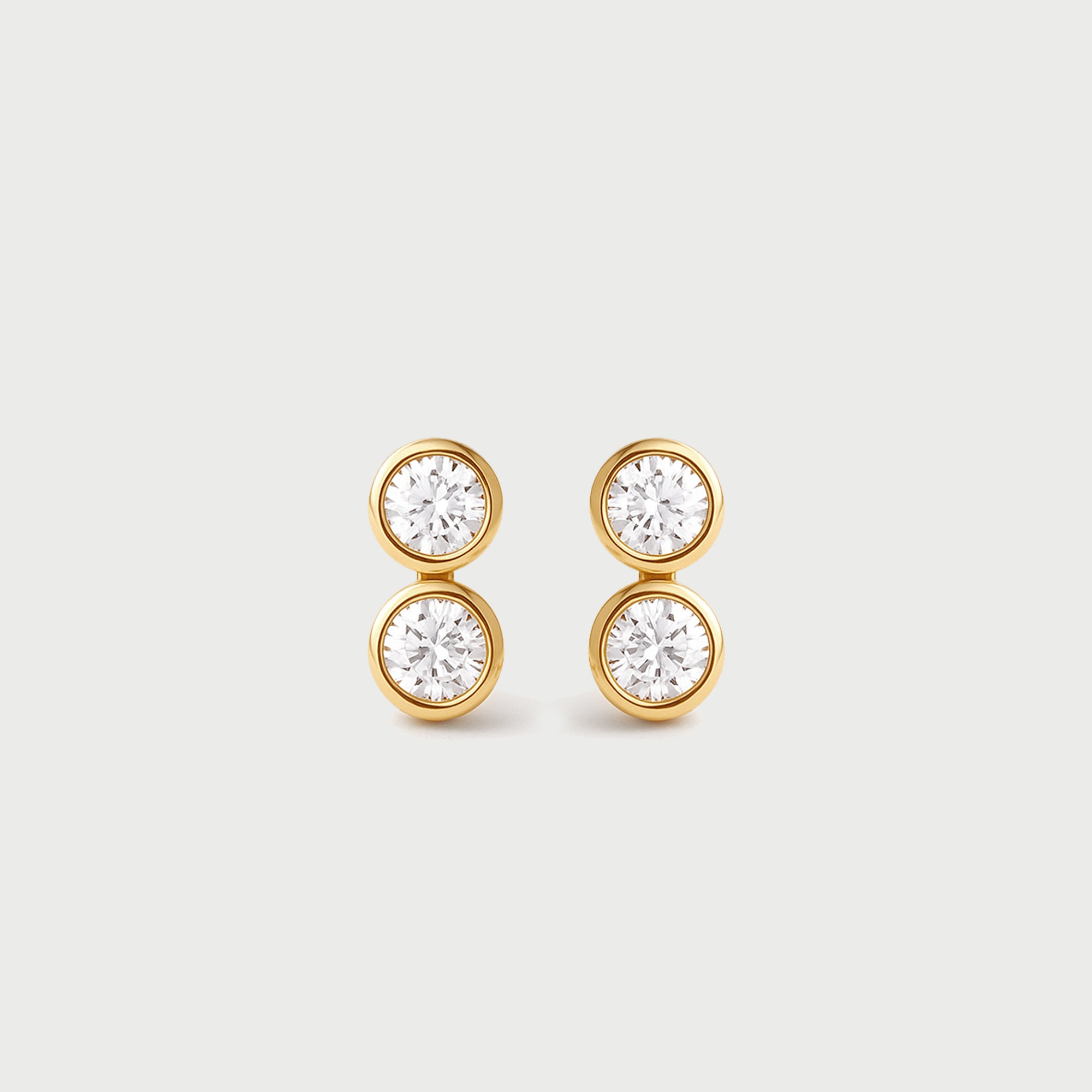 14ct Yellow Gold Mini Double Diamond Studs