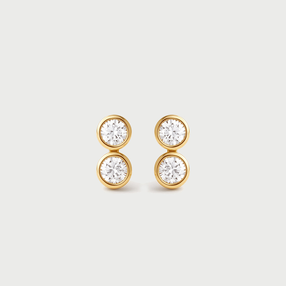 14ct Yellow Gold Mini Double Diamond Studs