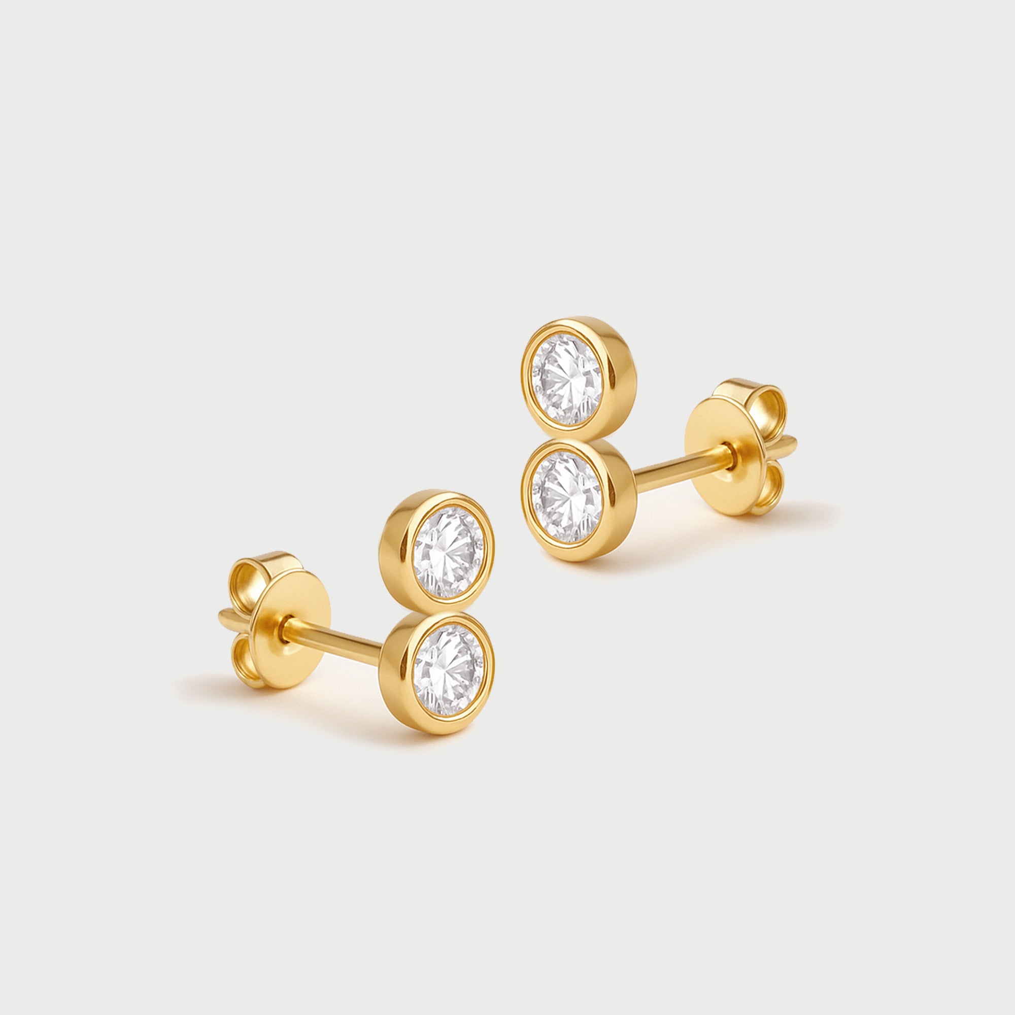 14ct Yellow Gold Mini Double Diamond Studs