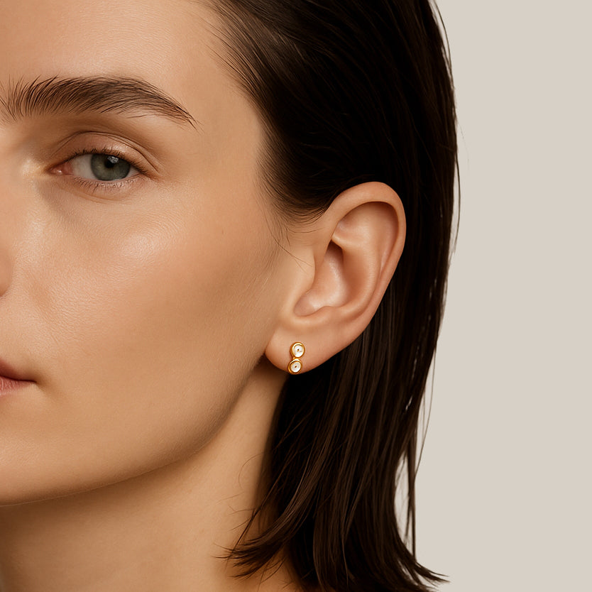 14ct Yellow Gold Mini Double Diamond Studs