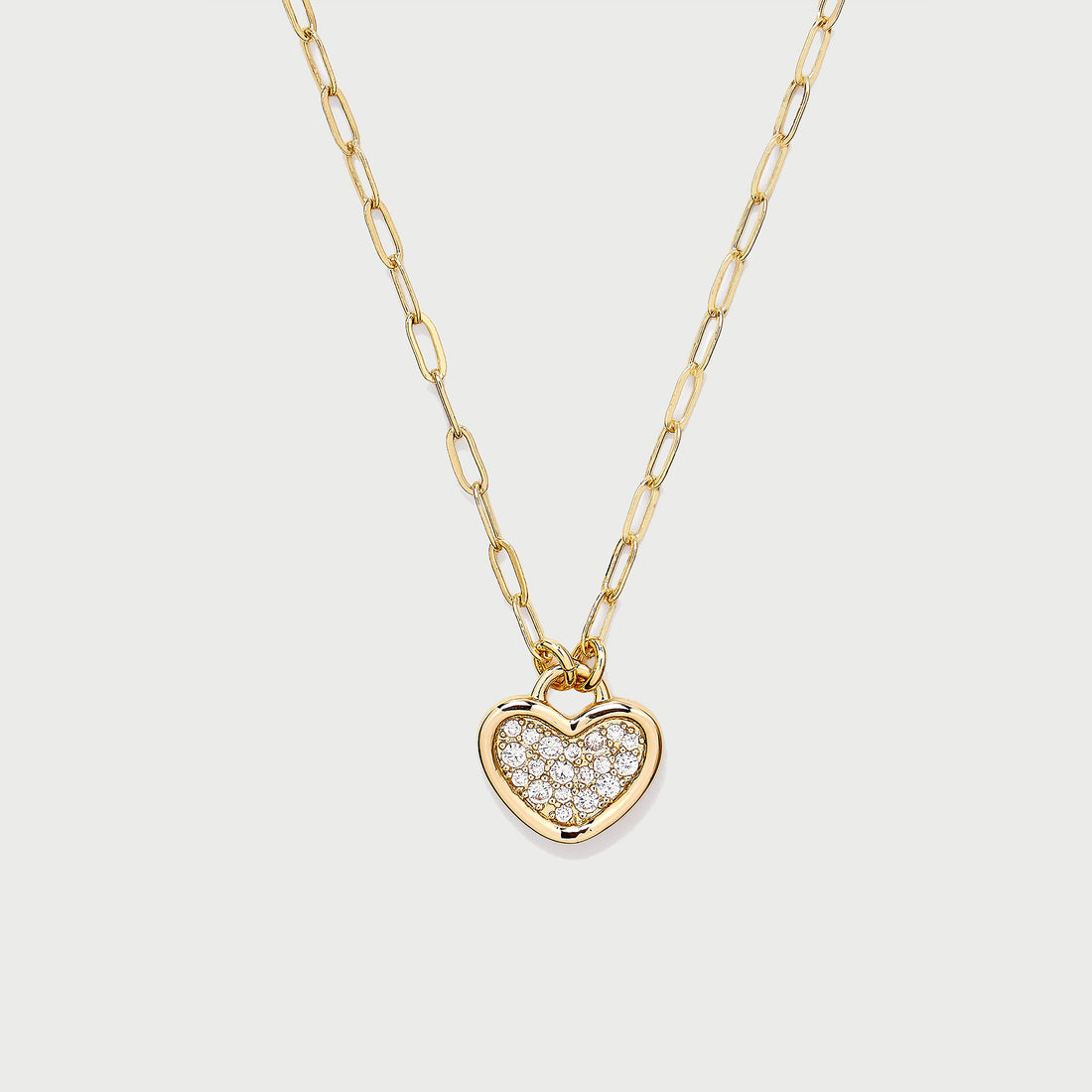 Link Heart Pave Short Necklace in Gold