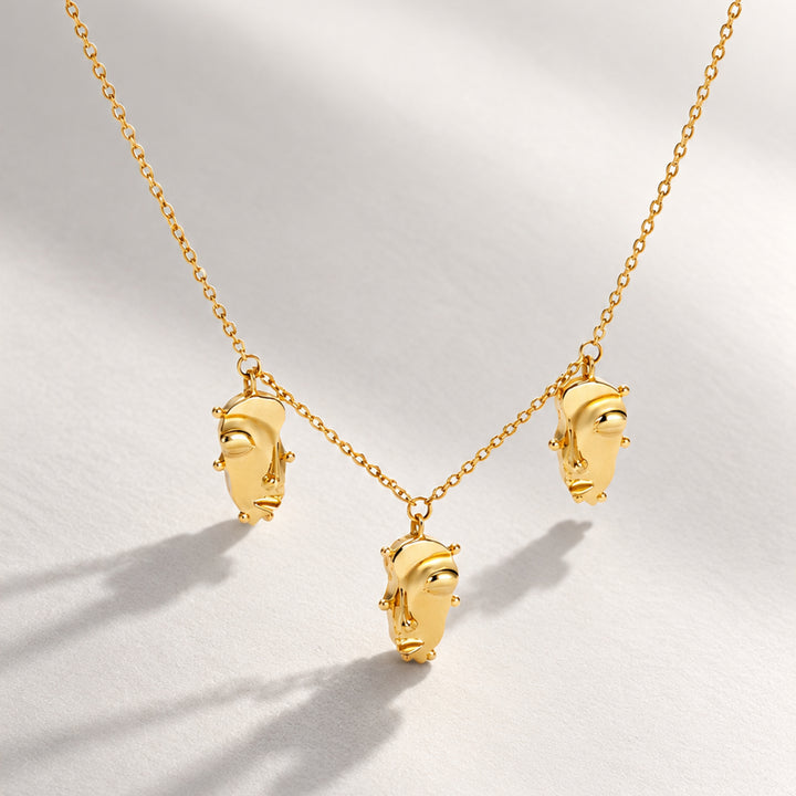 Visage Mini Charm Necklace in Gold