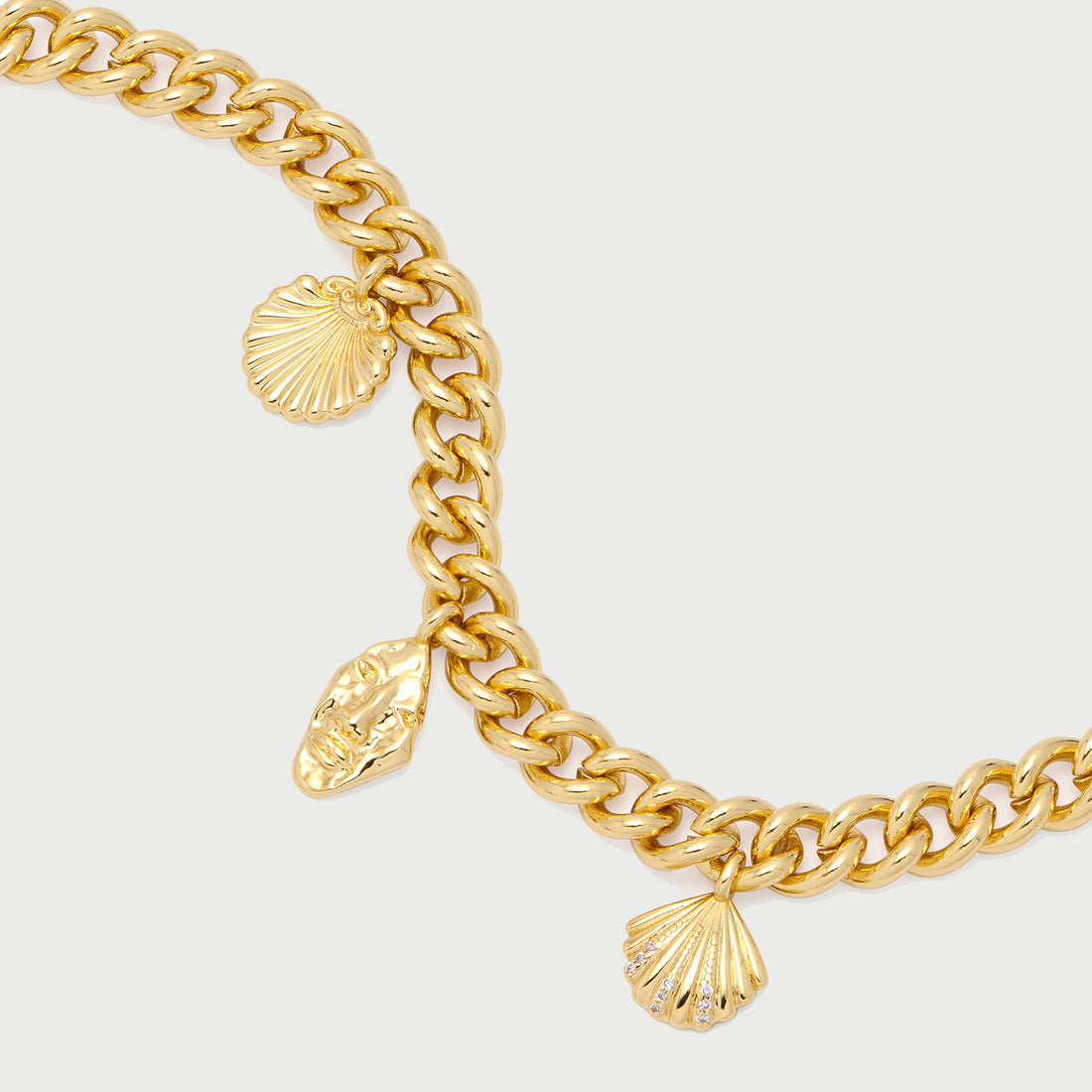 Visage Charm Curb Chain Midi Bracelet in Gold