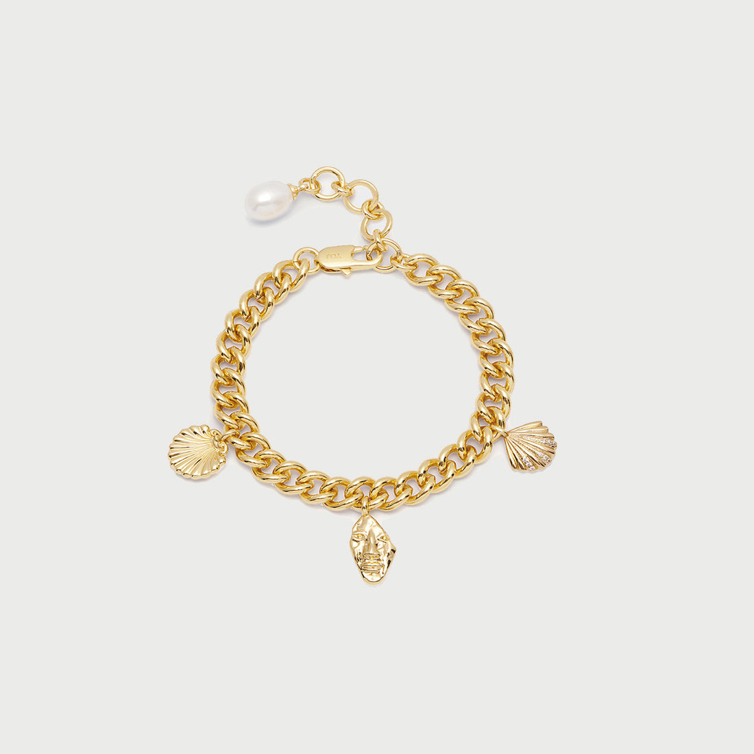 Visage Charm Curb Chain Midi Bracelet in Gold