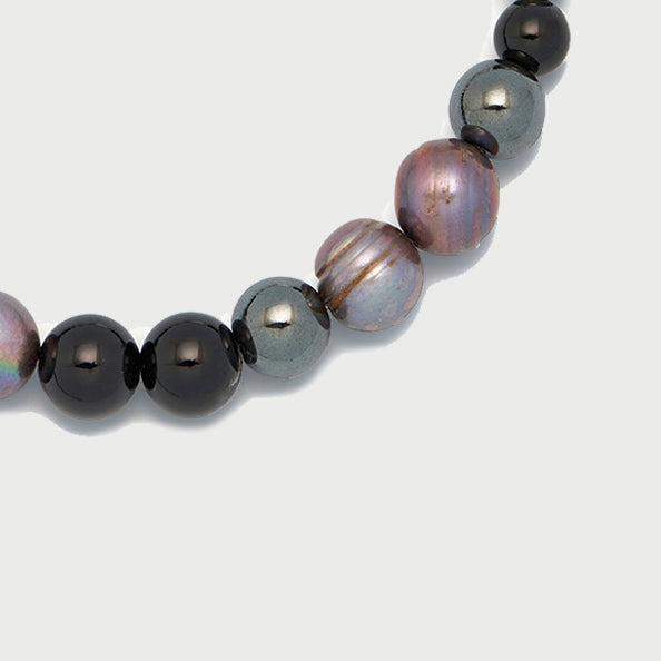 CutOut x YOJ Mix Pearls Stone Necklace in Silver